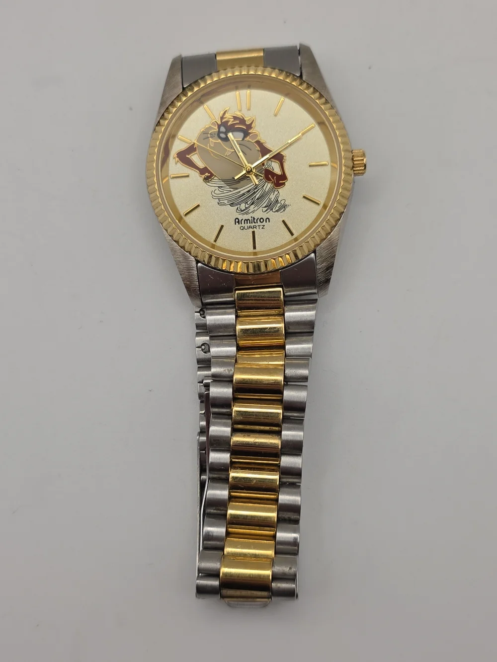 Vintage Armitron 1995 Mens Watch 36mm Taz Looney Tunes Two Tone New Battery
